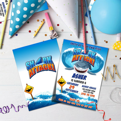 Shark Birthday Decorations, Shark Party Supplies, Under Sea Themed, Kids Birthday Digital Template, Editable Shark Image SVG PNG