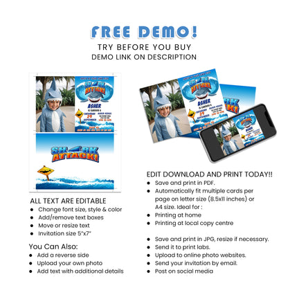 Custom Shark Photo Card Invitations - Capture the Moment with a Personal Touch