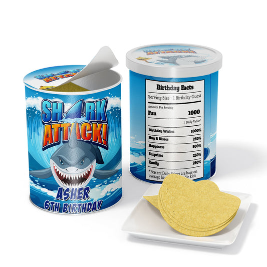 Custom small Pringles label with shark design