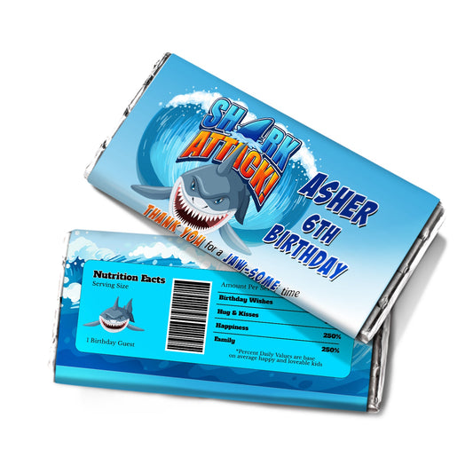 Custom shark chocolate label for sweet treats