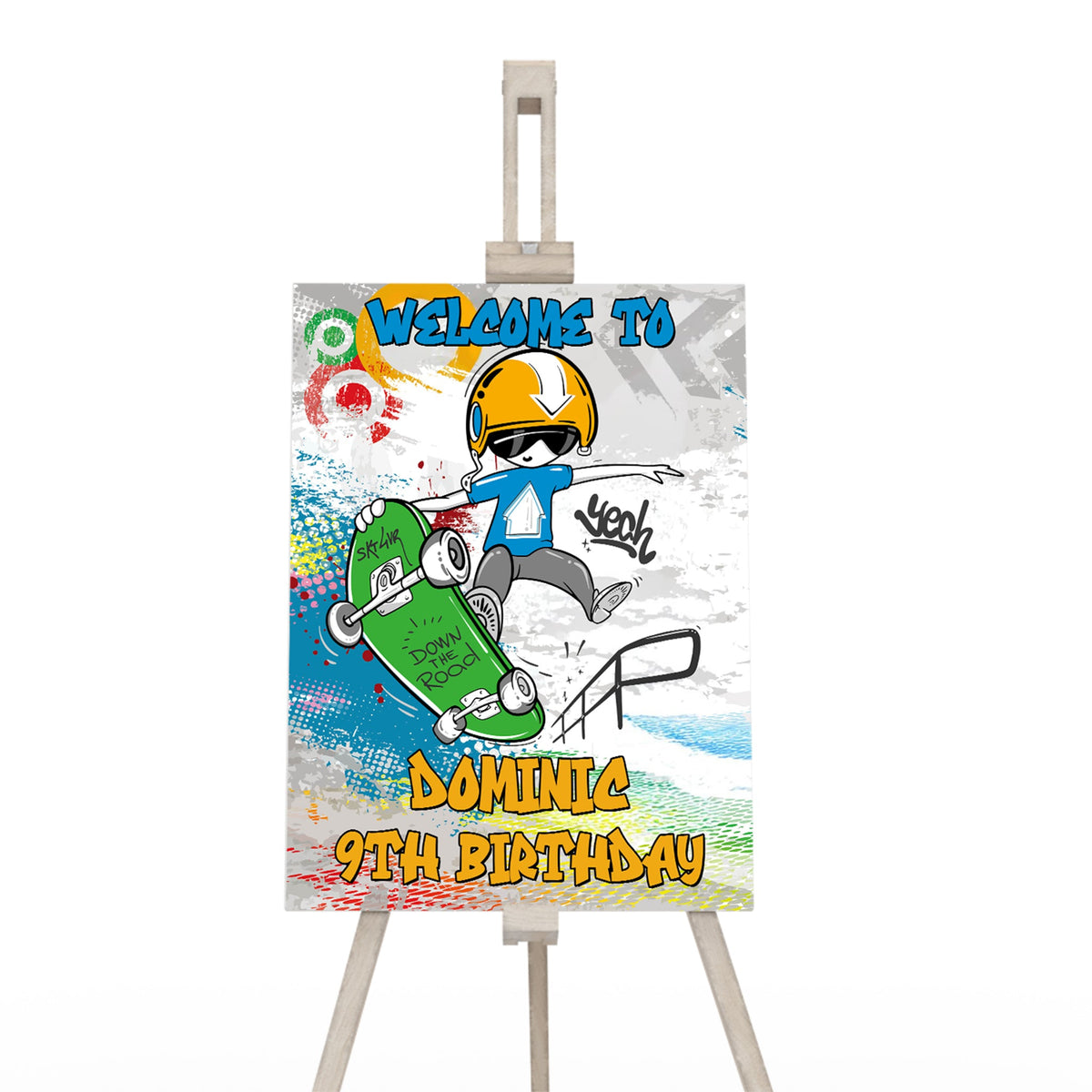Skaters Welcomesign Welcome Sign with Skateboard Theme - Greet Your Guests in Style – PartyDaz