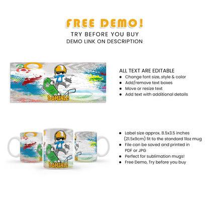 Sublimation Mug with Skateboard Design - Enjoy Your Coffee in Style