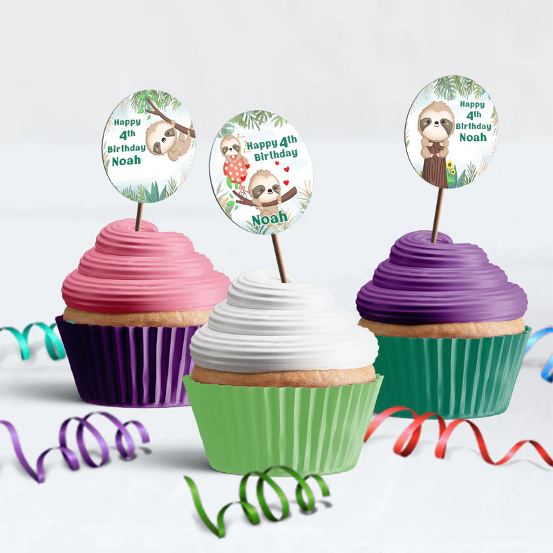 Sloths Birthday Decorations, Sloth Party Supplies, Sloth Birthday Themed, Lazy Animal Digital Template, Editable Sloth Image SVG PNG