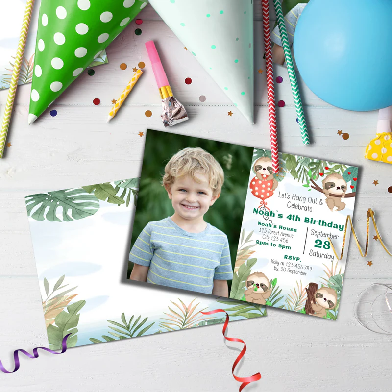 Sloths Birthday Decorations, Sloth Party Supplies, Sloth Birthday Themed, Lazy Animal Digital Template, Editable Sloth Image SVG PNG