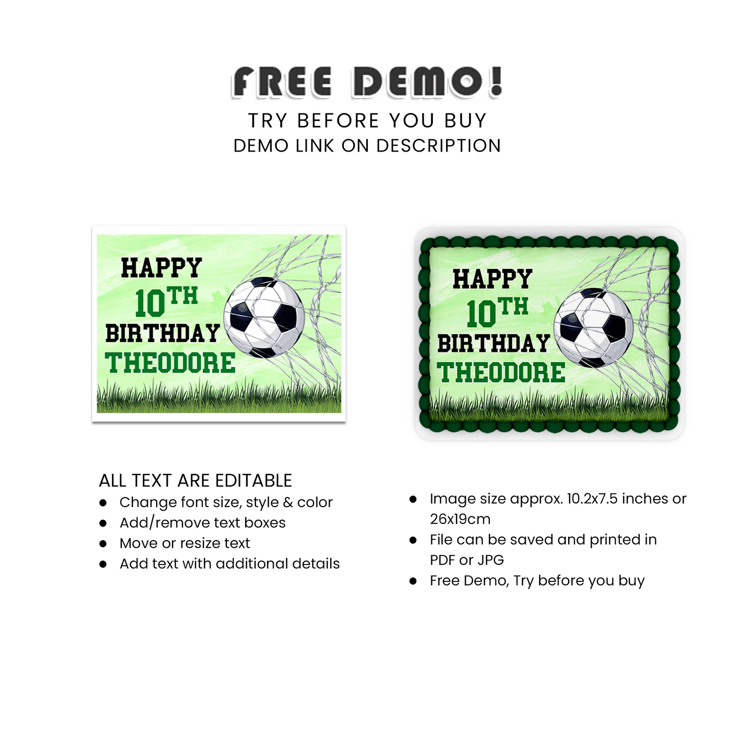 Soccer personalized icing sheet cake topper images custom edible decor