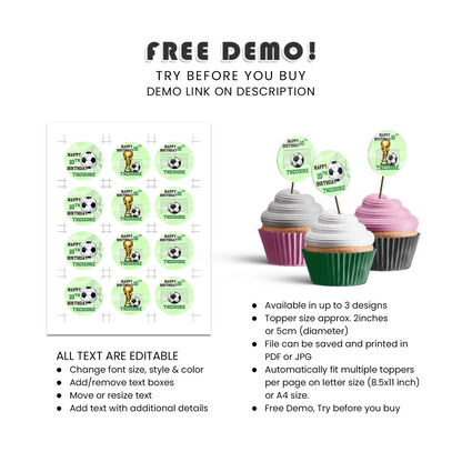 Soccer personalized cupcake toppers buy custom soccer party decorations