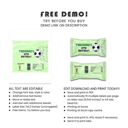 Soccer Skittles label personalized candy party wraps