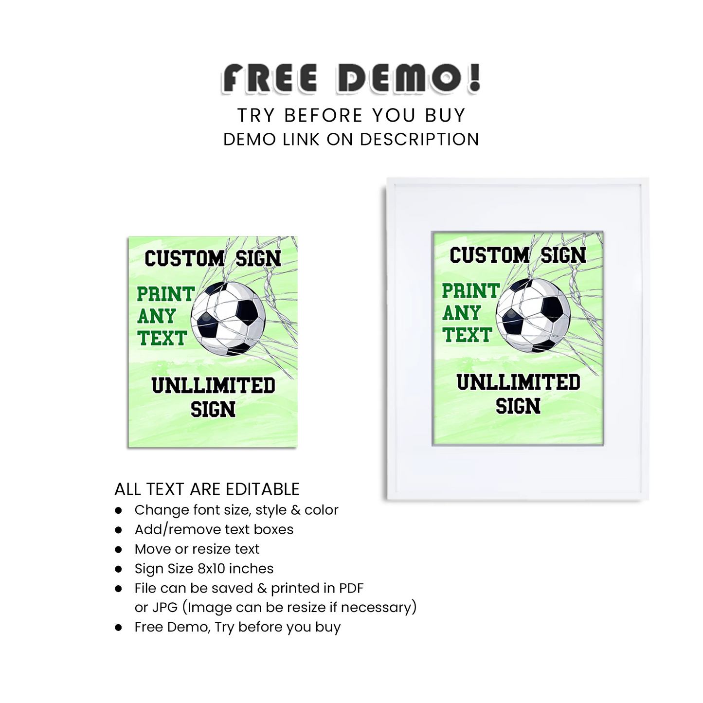 Soccer custom sign personalized party decor sign