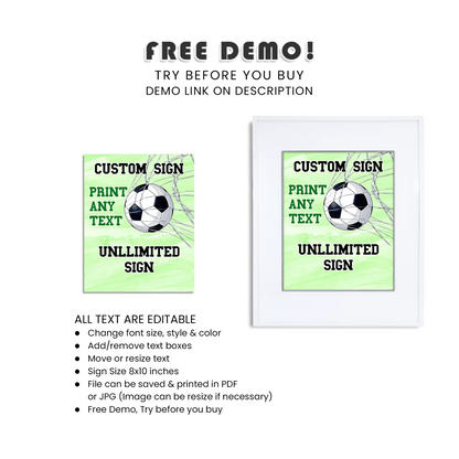 Soccer custom sign personalized party decor sign