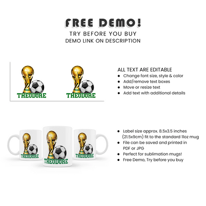 Soccer sublimation mug personalized soccer theme gift