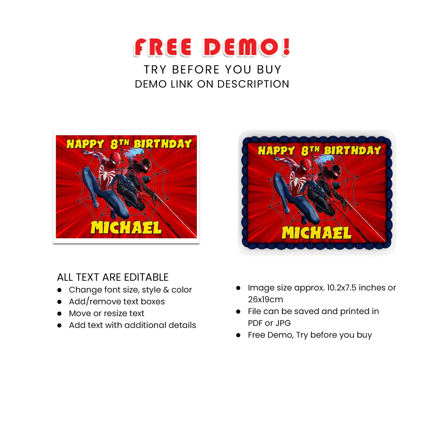 Enhance Your Celebration with Spiderman Personalized Rectangle Cake Images