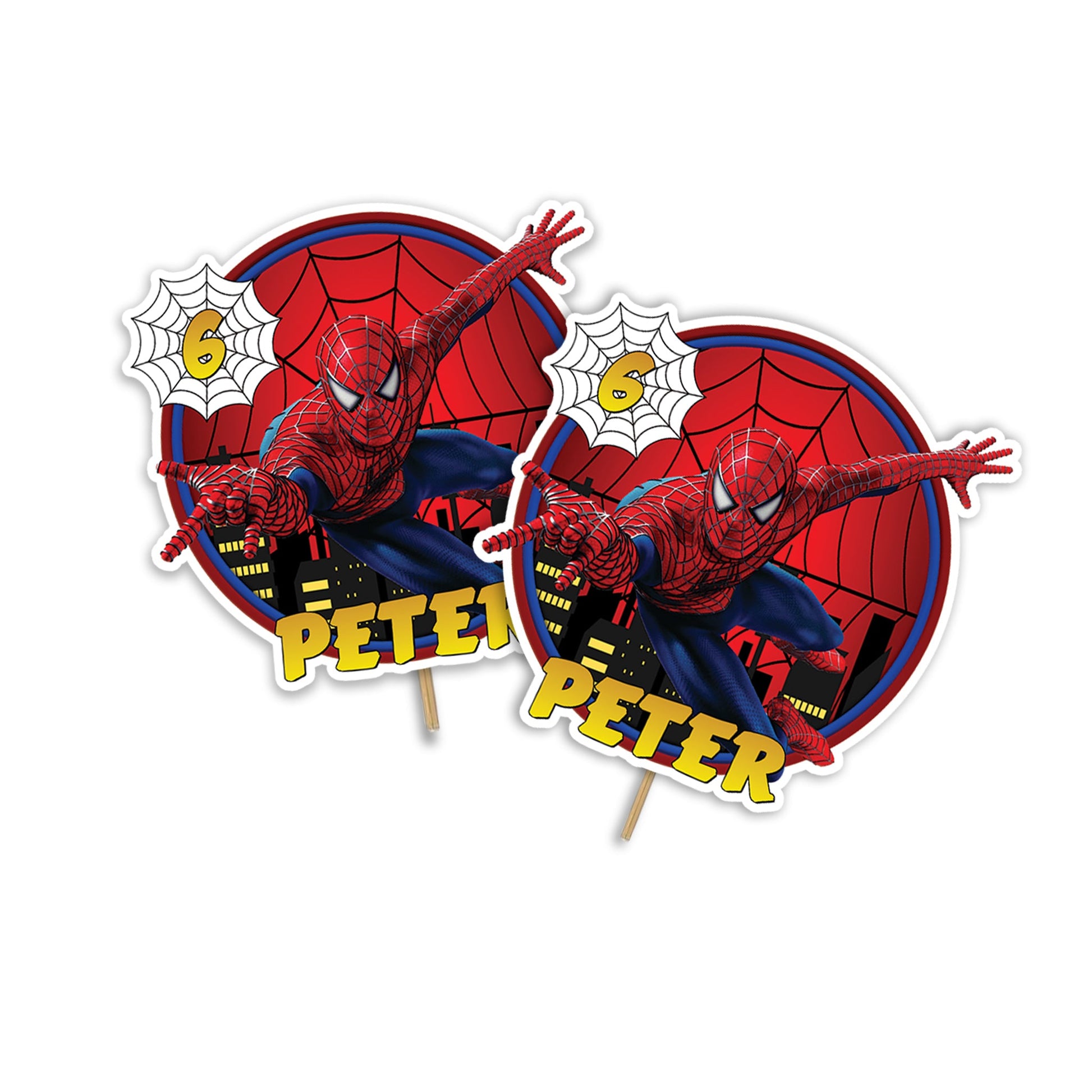 Spiderman themed personalized cake toppers