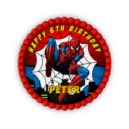 Round Spiderman personalized cake images