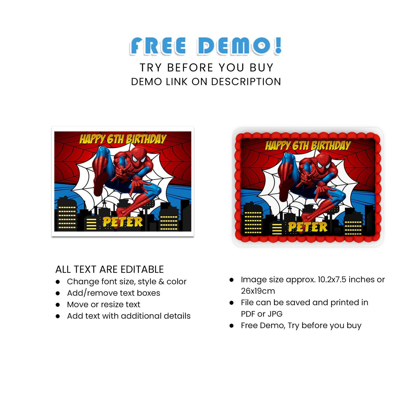 Enhance Your Celebration with Spiderman Personalized Rectangle Cake Images