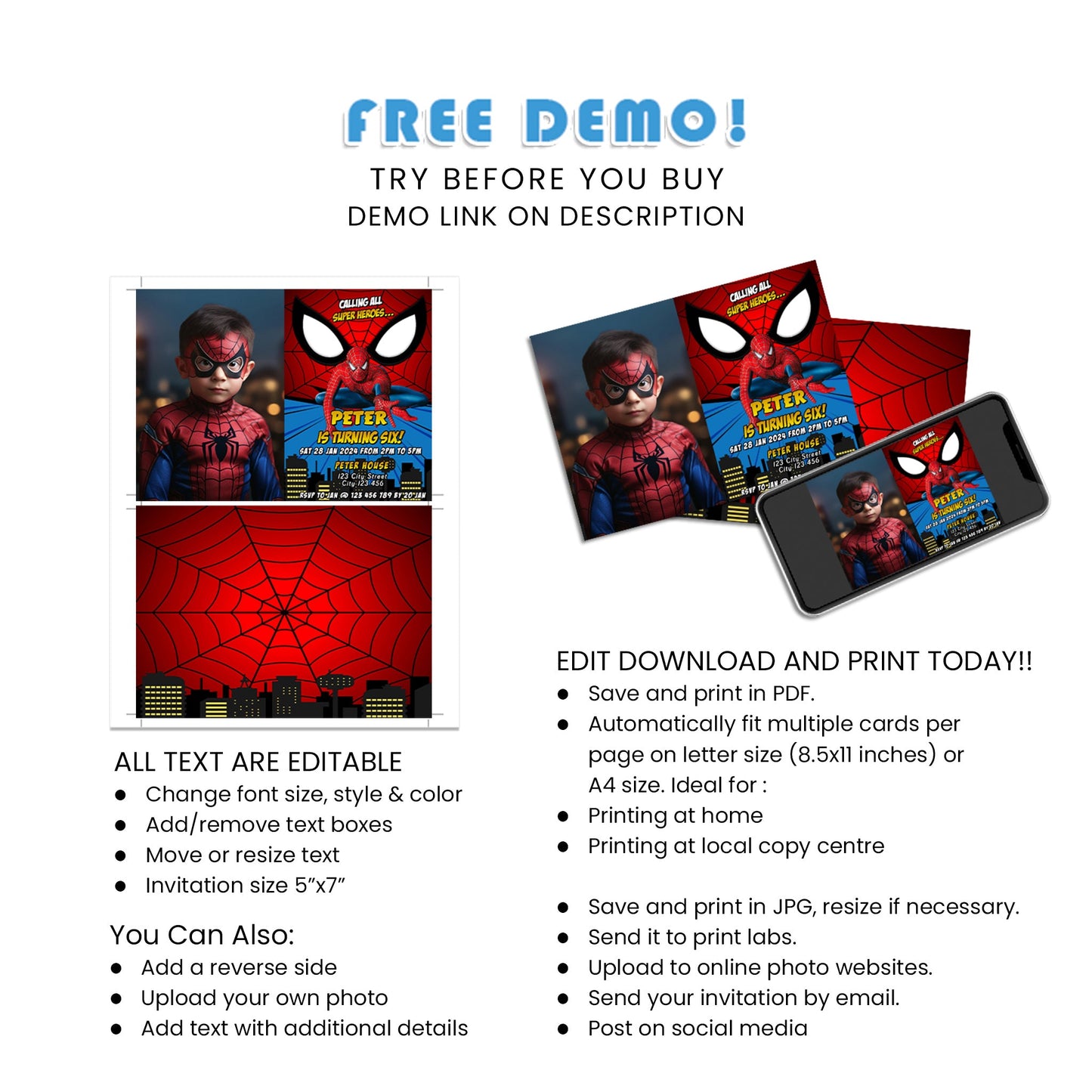 Make Your Invitations Memorable with Spiderman Personalized Photo Card Invitations