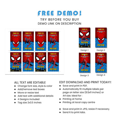 Add a Personal Touch to Your Favors with Spiderman Favor Tags