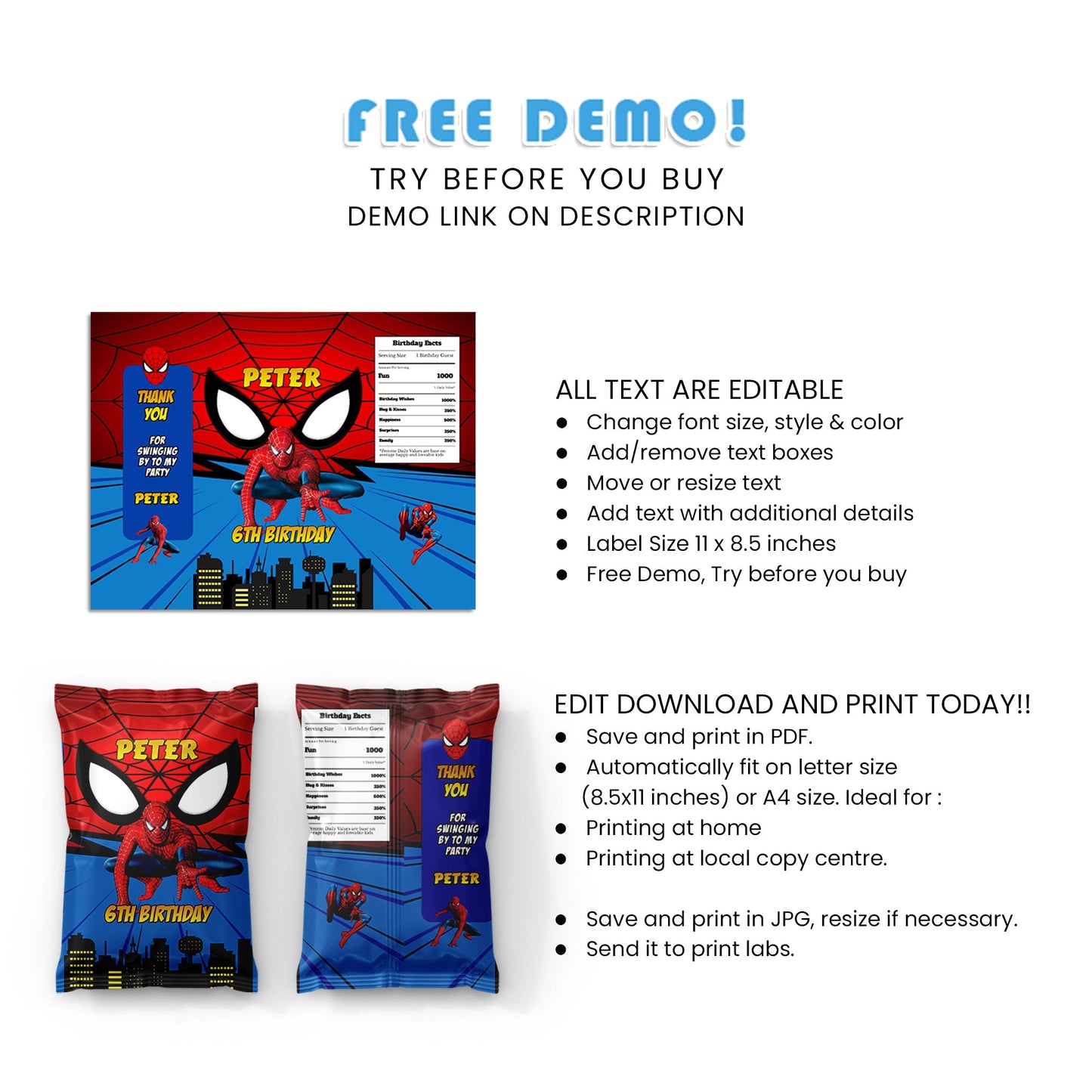 Make Your Chips Bags Unique with Spiderman Chips Bag Labels