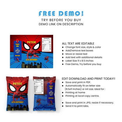 Make Your Chips Bags Unique with Spiderman Chips Bag Labels