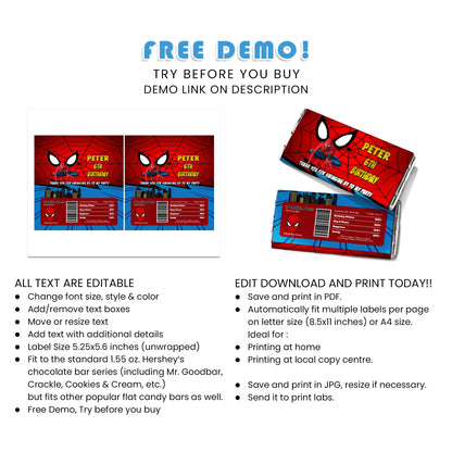 Sweeten Your Party with Spiderman Chocolate Labels