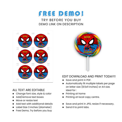 Add a Sweet Touch to Your Party with Spiderman Lollipop Labels