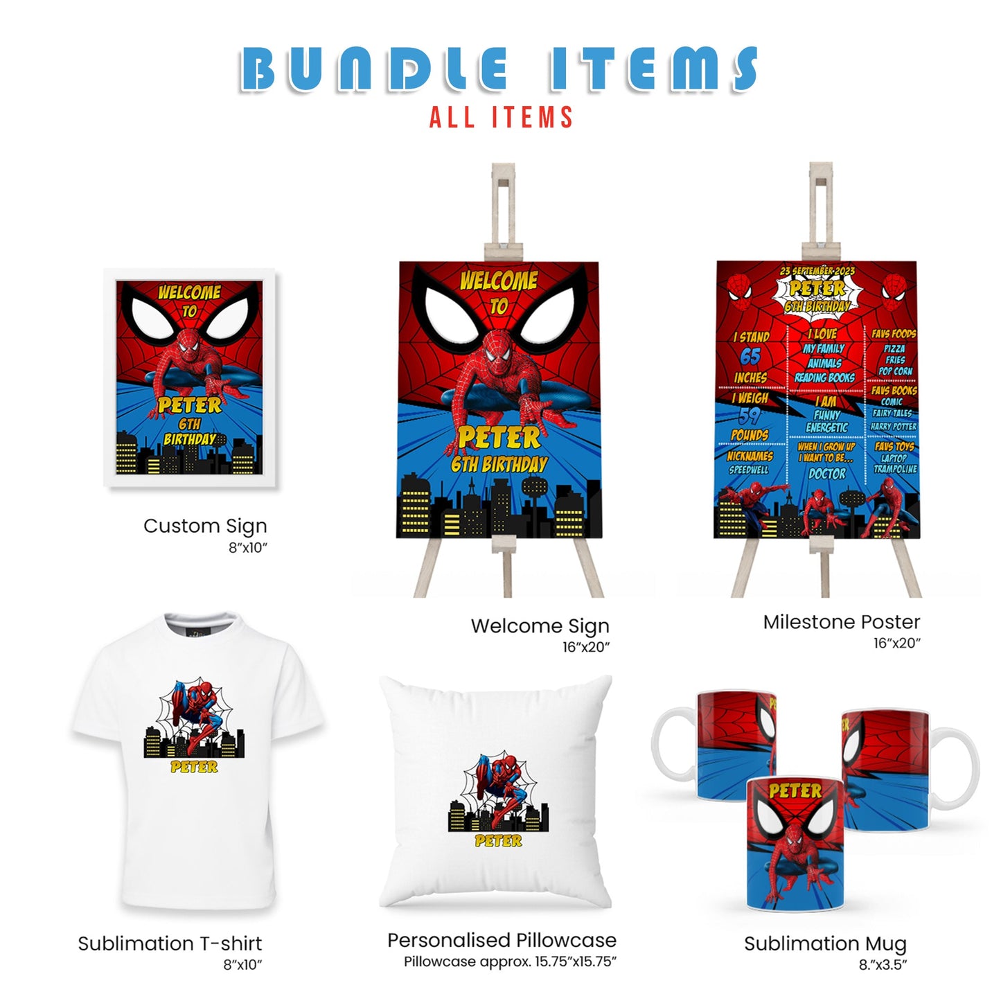 Spiderman Personalized Digital Party Pack Template Bundle