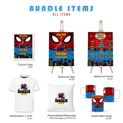 Spiderman Personalized Digital Party Pack Template Bundle