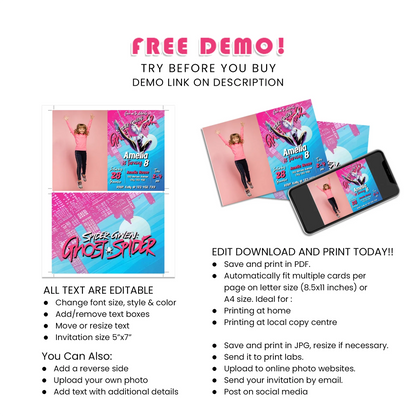 Spider-Woman Personalized Photo Card Invitations