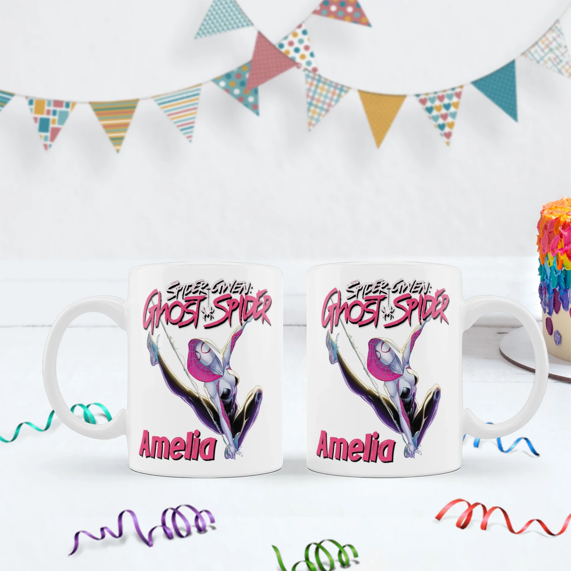 Spider-Gwen Birthday Decorations, Ghost Spider Party Supplies, Gwen Stacy Themed, Spider Woman Digital Template, Editable Spider-Woman Image SVG PNG