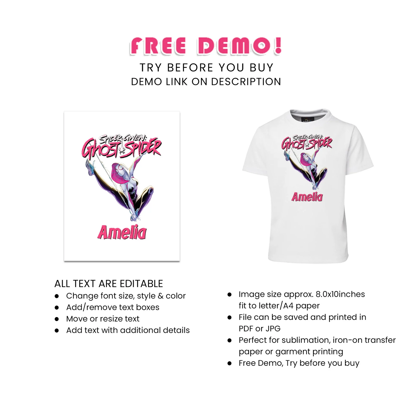 Spider-Woman Sublimation T-Shirt Printable