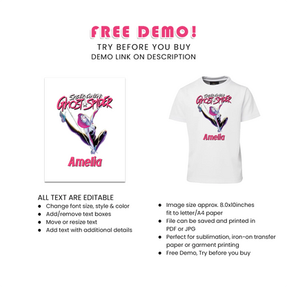 Spider-Woman Sublimation T-Shirt Printable