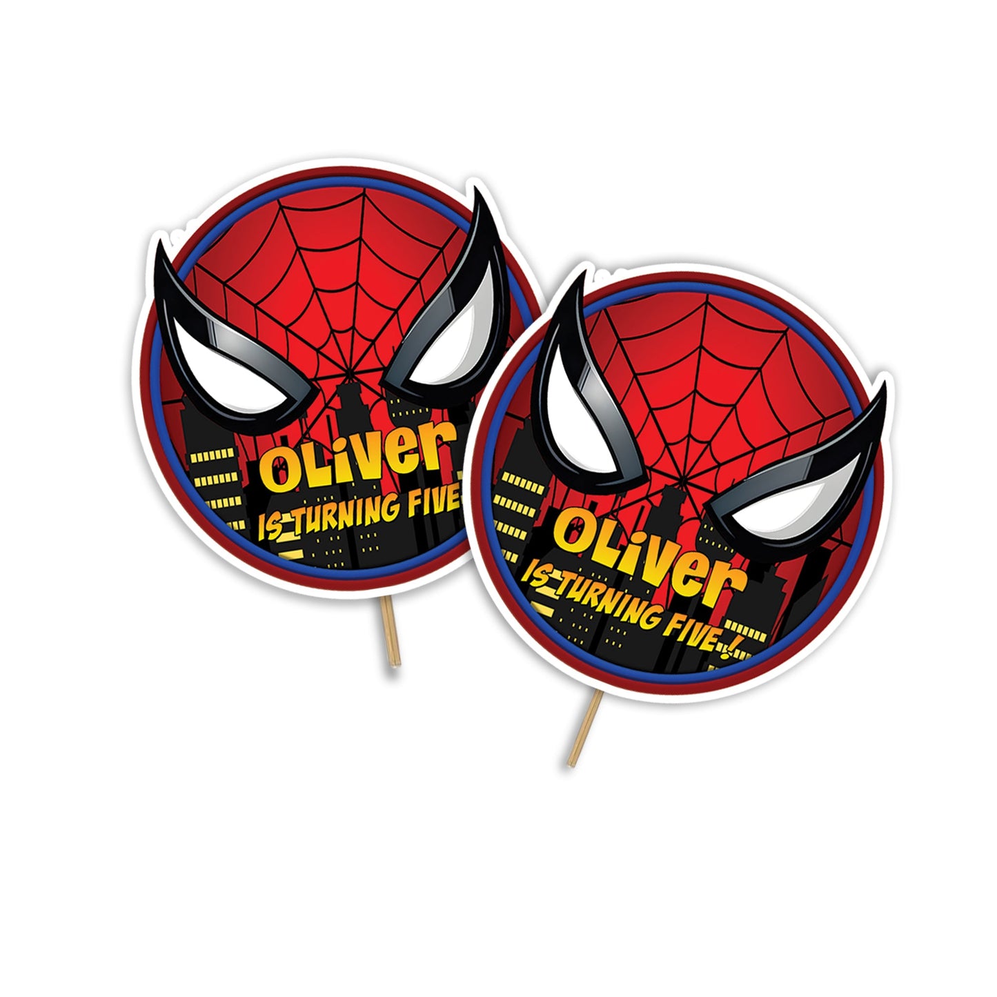 Spiderman Personalized Cake Toppers with custom name and age for birthday cakes