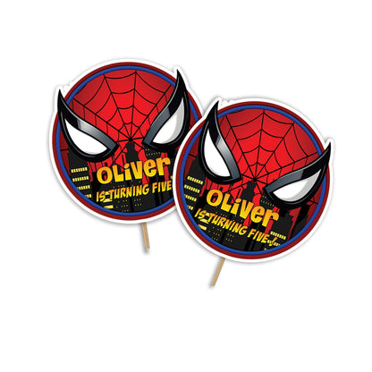 Spiderman Personalized Cake Toppers with custom name and age for birthday cakes