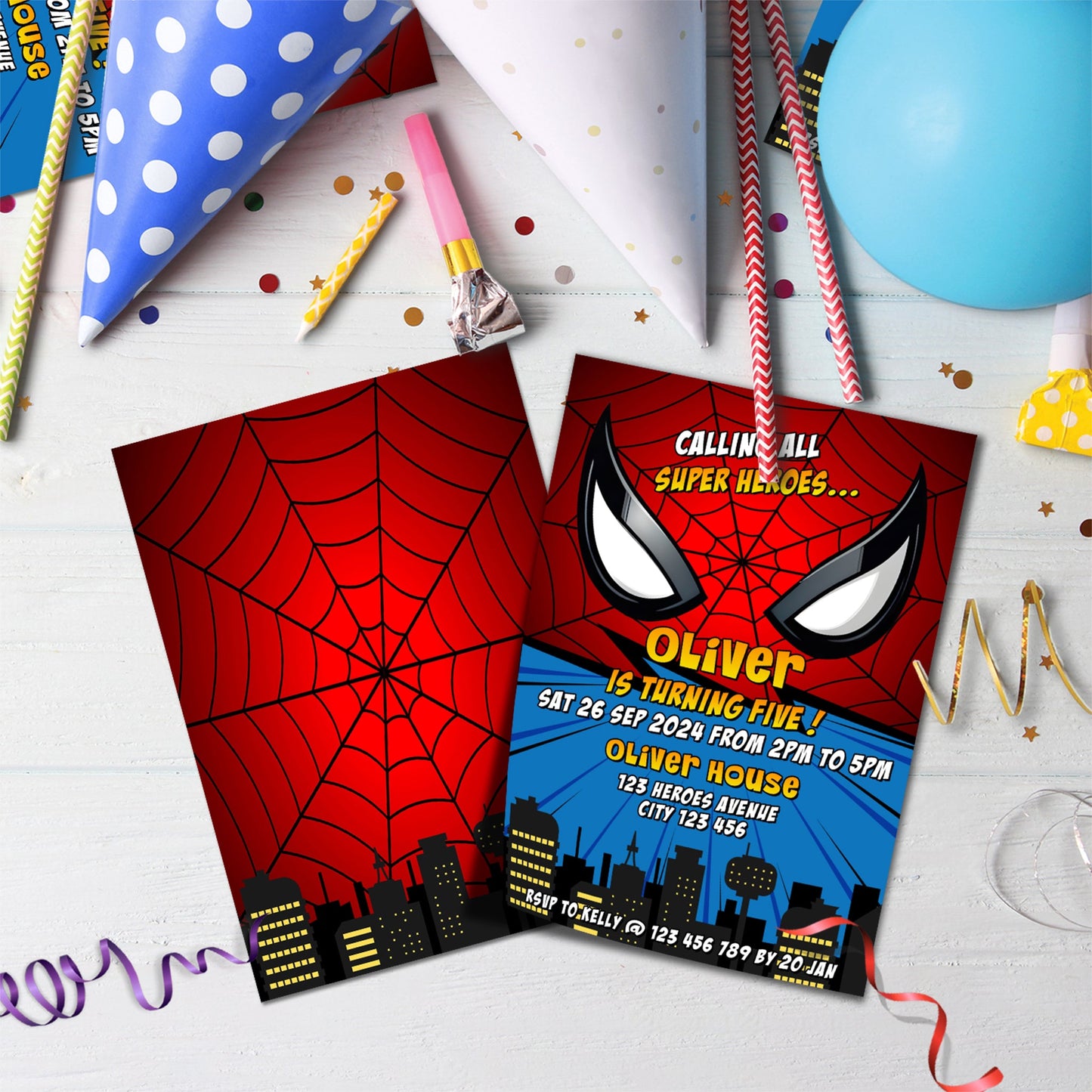 Spiderman Birthday Decorations, Super Heroes Party Supplies, Spiderman Themed, Spider-man Digital Template, Editable Spiderman Image SVG PNG