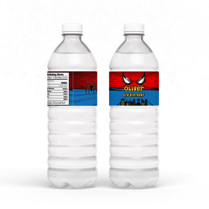 Spiderman Personalized Water Bottle Label with custom name and Spiderman design