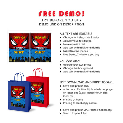 Spiderman Personalized Goodie Bag Label