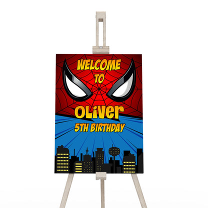 Spiderman Personalized Welcome Sign for birthday party entrance decorations