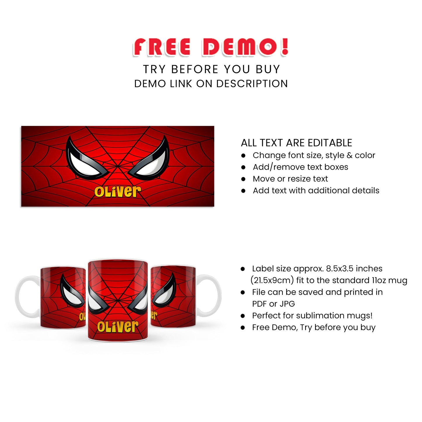 Spiderman Personalized Sublimation Mug