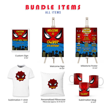 Spiderman Personalized Digital Template Party Pack Bundle