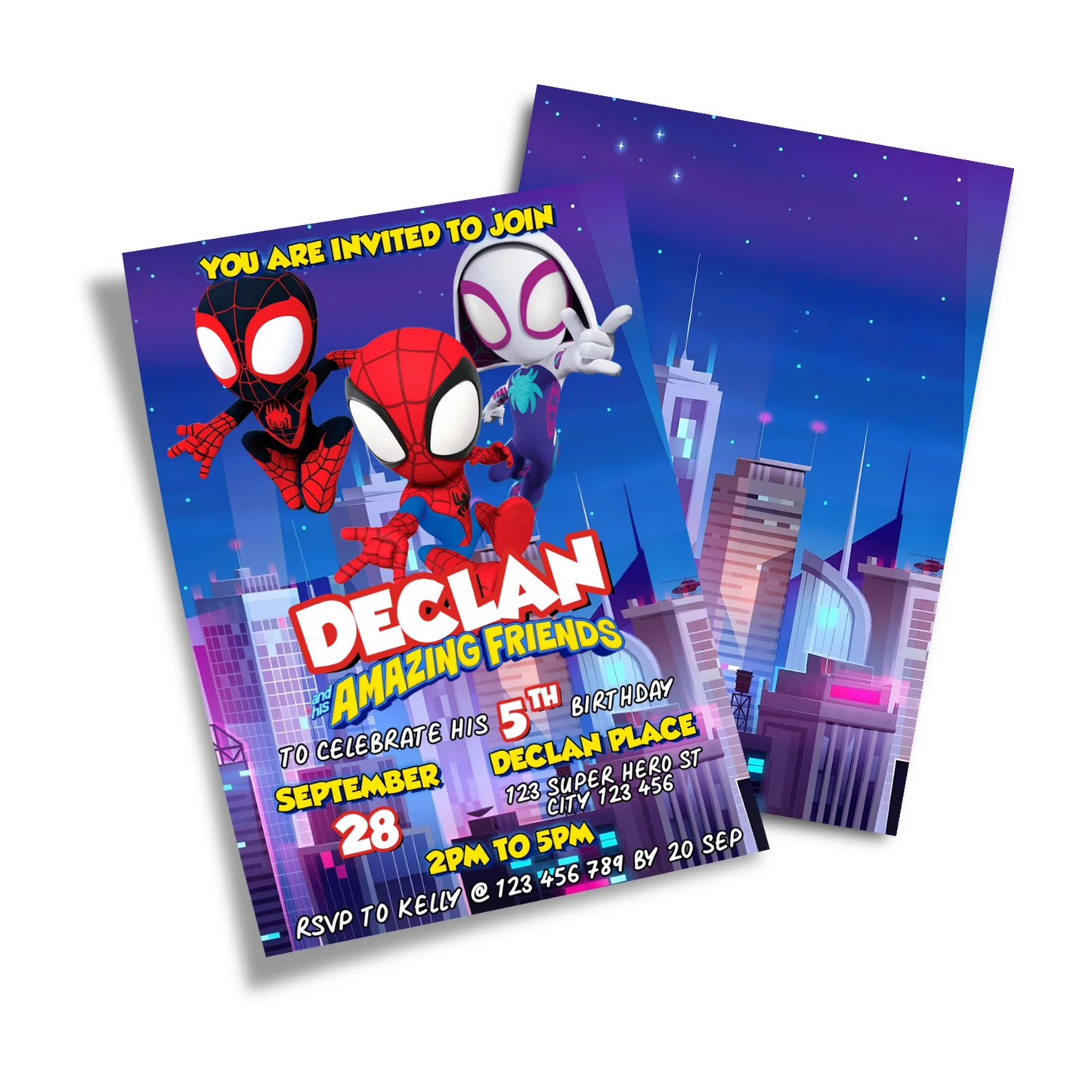 Spidey and His Amazing Friends Personalized Birthday Card Invitations