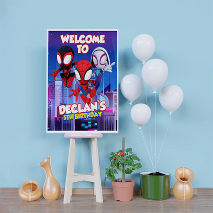 Spidey Preschool Movies Birthday Decorations, Spidey, Spin, Ghost Spider Party Supplies, Marvel Superhero Themed, Spider-Man Digital Template, Editable Spidey and His Amazing Friends Image SVG PNG