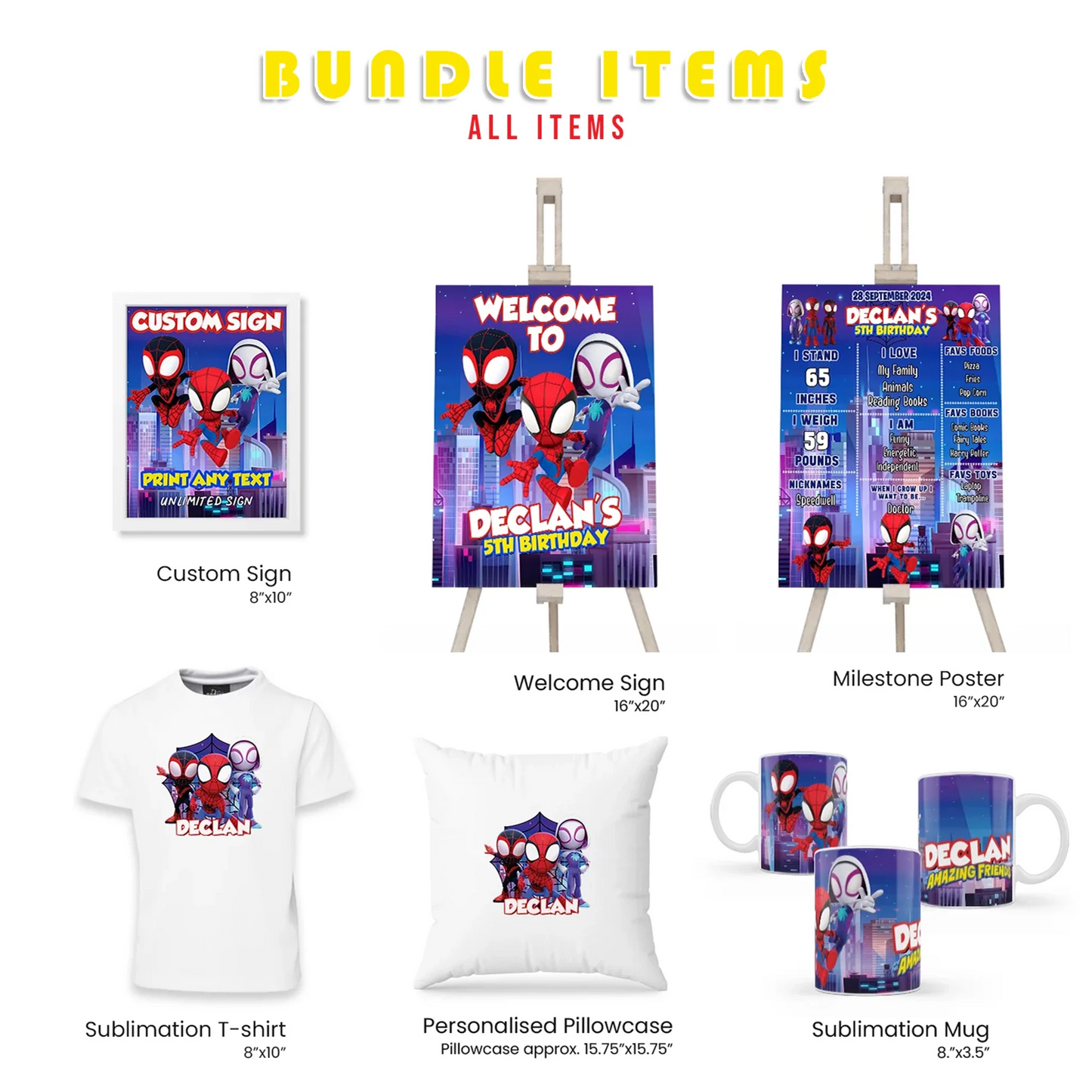 Spidey and His Amazing Friends Personalized Digital Template Party Pack Bundle