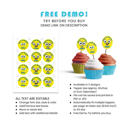 Add Fun to Your Party with Spongebob Personalized Cupcakes Toppers - Ideal for Kids’ Parties