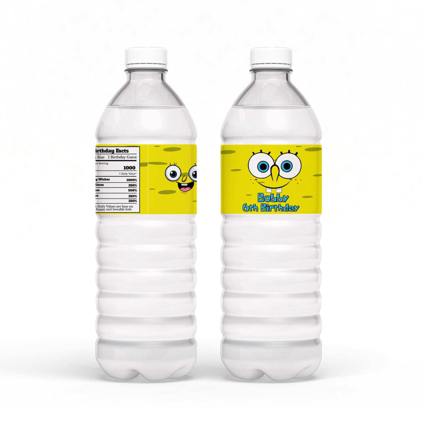 Spongebob themed water bottle labels