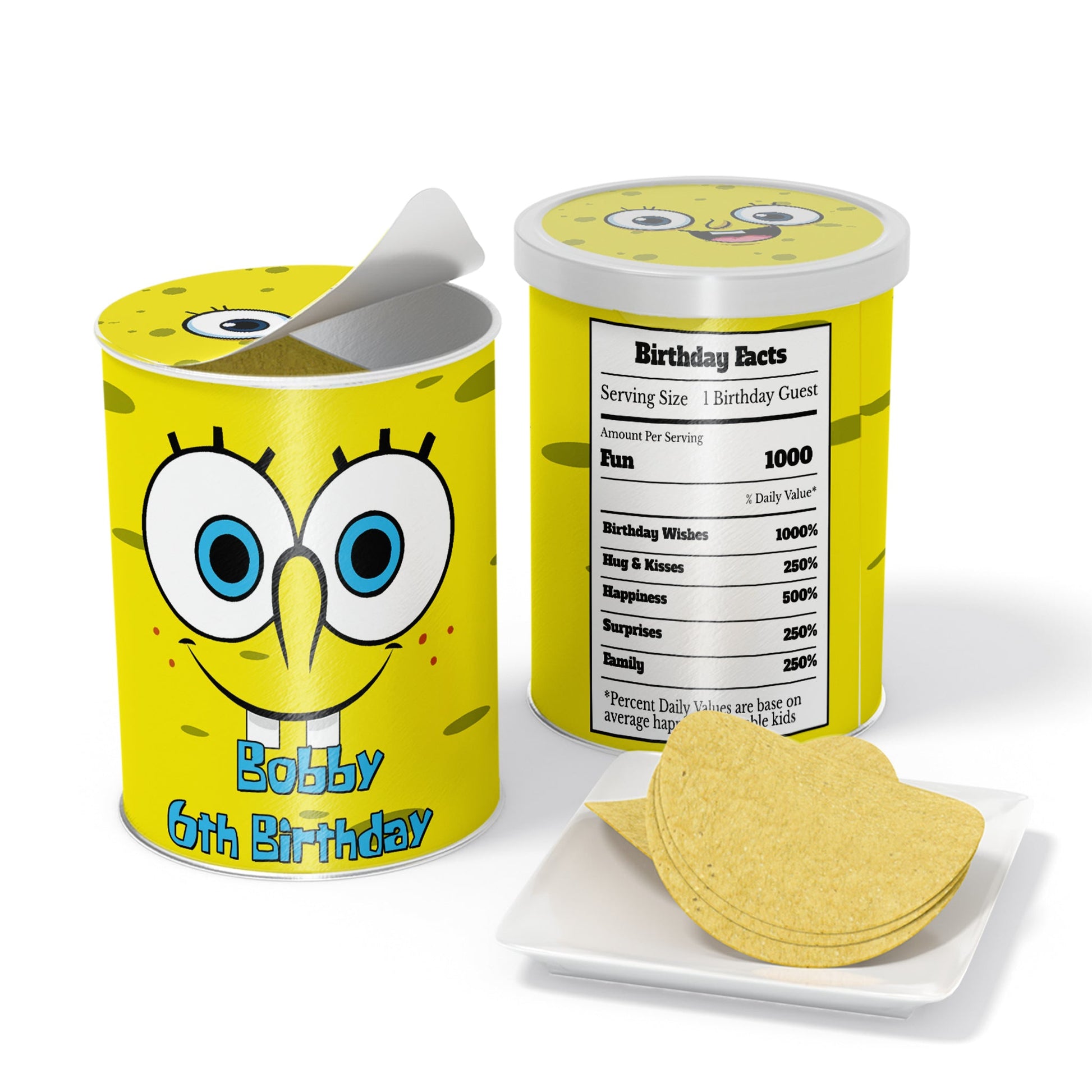 Spongebob themed small Pringles labels