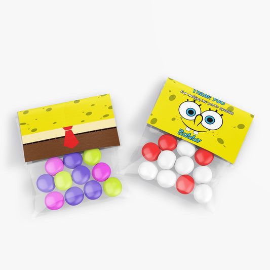 Spongebob themed treat bag topper labels