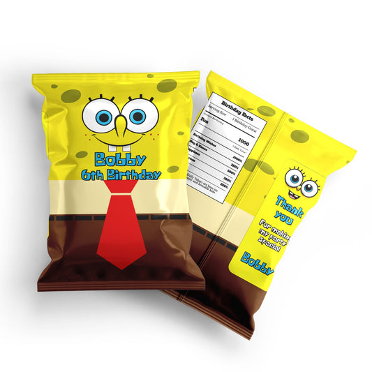 Spongebob themed chips bag labels