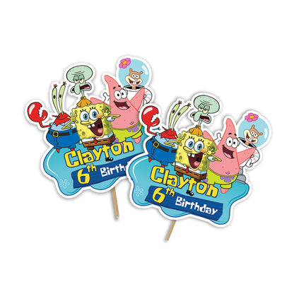 Spongebob themed personalized cake toppers