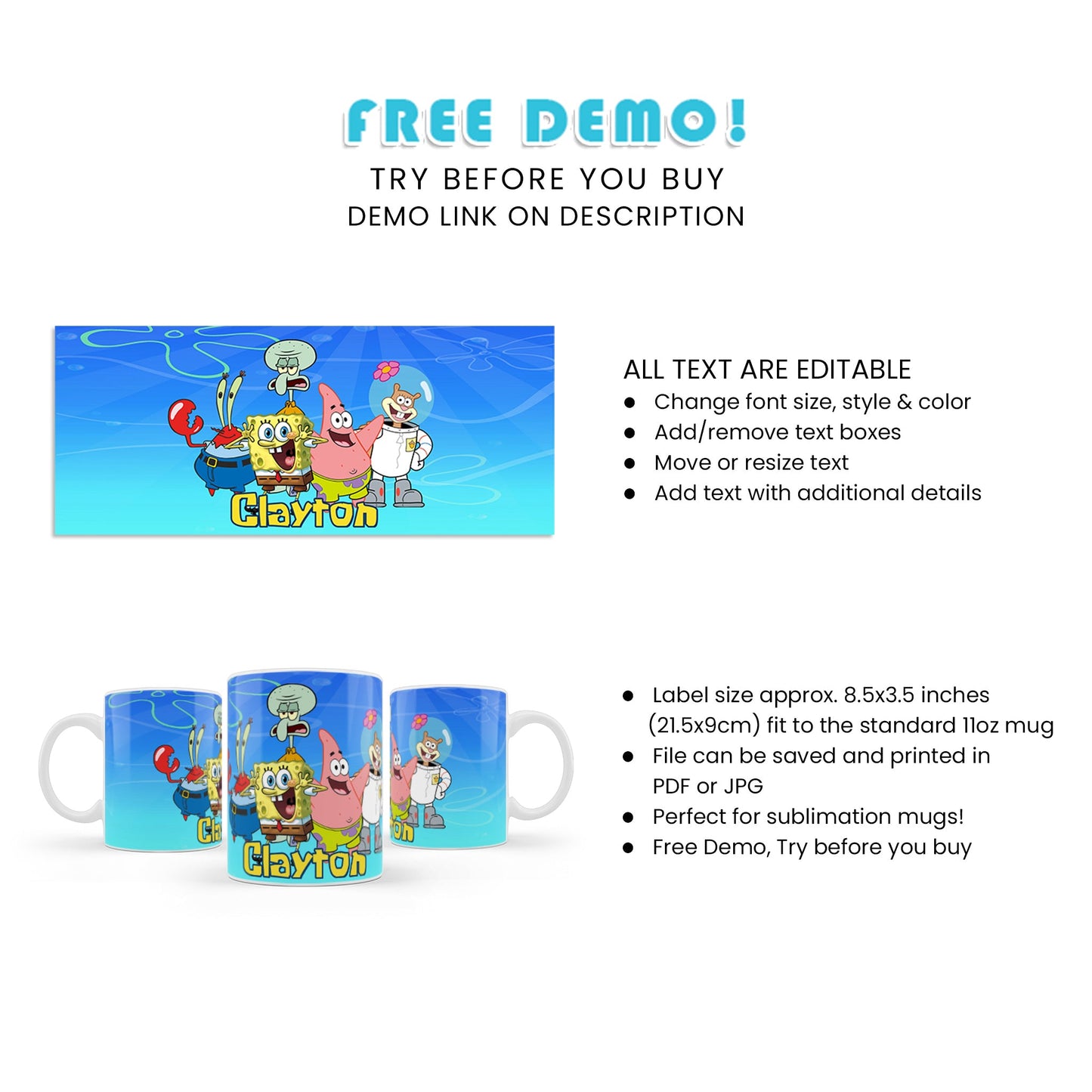 Enjoy Your Coffee in a Spongebob Sublimation Mug - Perfect for Spongebob Fans