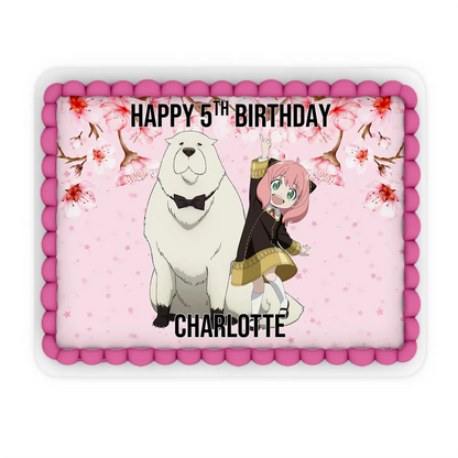 Spy X Family personalized edible sheet cake images featuring large rectangular custom graphics for birthday cakes