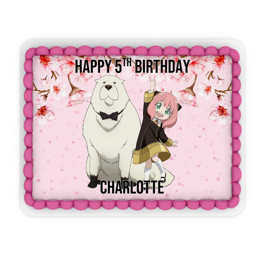 Spy X Family personalized edible sheet cake images featuring large rectangular custom graphics for birthday cakes